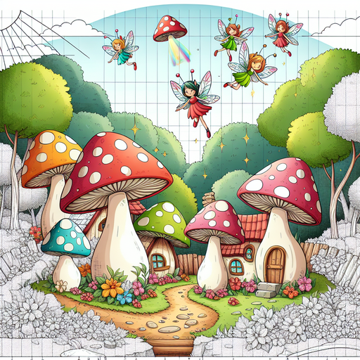 Magical Mushroom Village Paint By Color