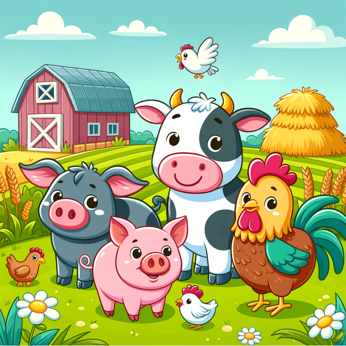 Funky Farm Animals Paint By Color