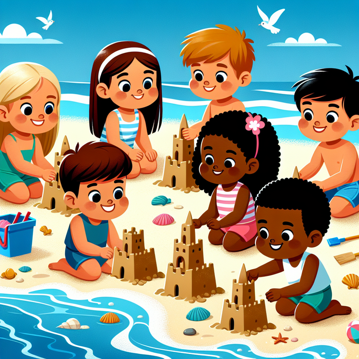 Seaside Sandcastle Builders Painting By Diamonds Kit