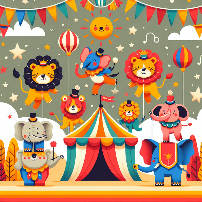 Lively Circus Animals Painting Diamond Kit