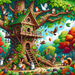 Whimsical Treehouse Adventures Painting Diamond Kit