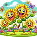 Silly Sunflower Family Paint By Diamonds Art