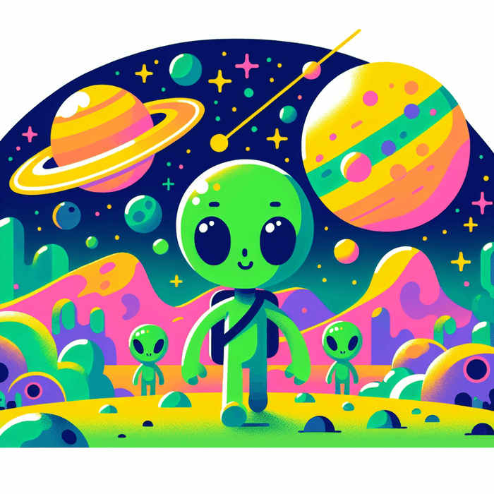 Space Adventure With Friendly Martians Paint By Color