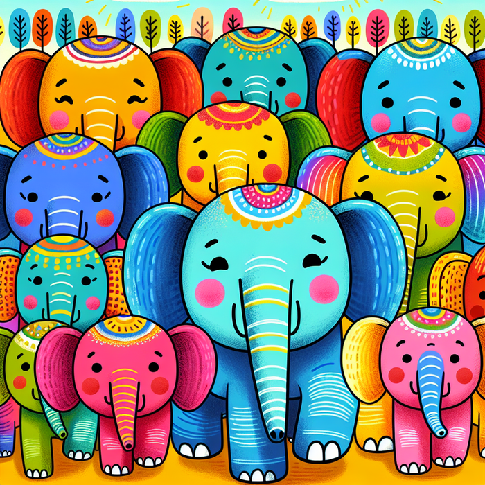 Whimsical Elephant Parade Paint By Color