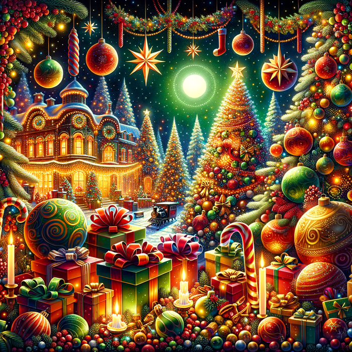 Festive Holiday Celebration Painting By Diamonds Kit