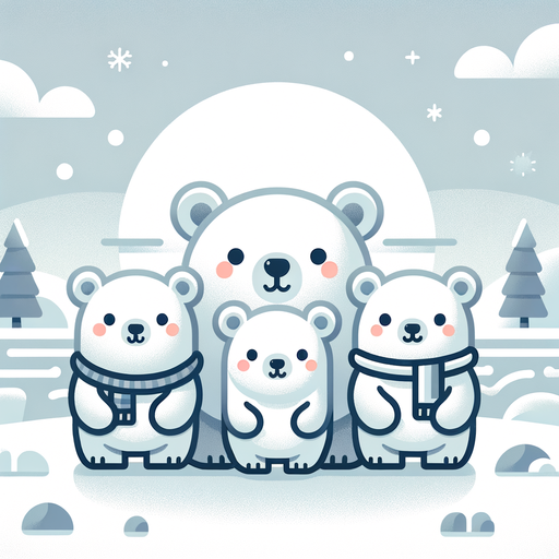 Cute Polar Bear Family Painting By Diamonds Kit