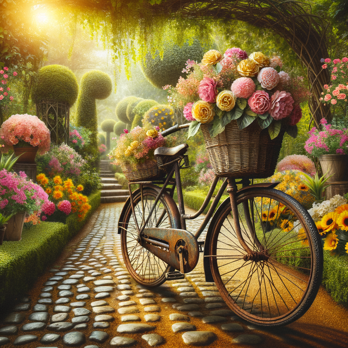 Vintage Bicycle Garden 5D DIY Paint By Diamond Kit