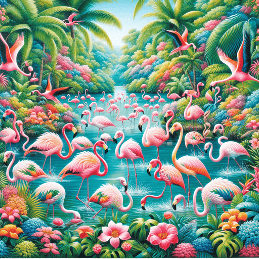 Exotic Flamingo Dance Painting Diamond Kit