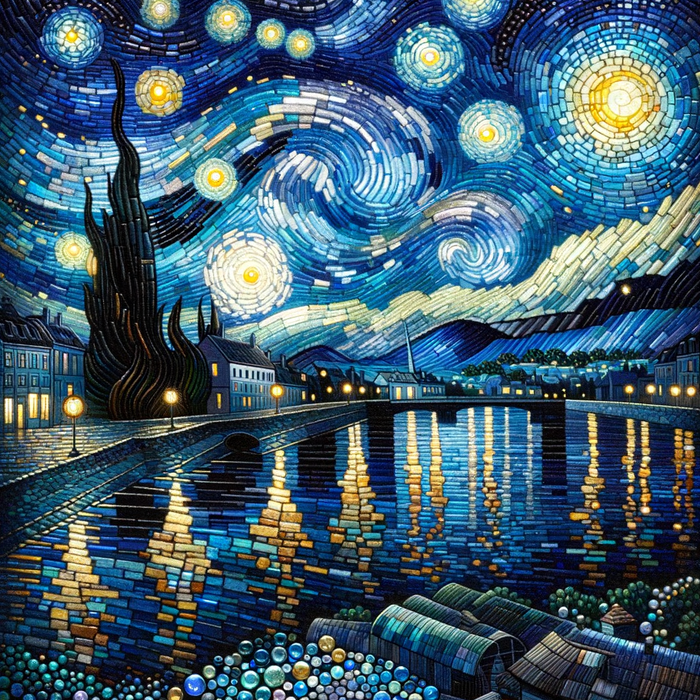 Starry Night Over The Rhone Reimagined 5D DIY Paint By Diamond Kit