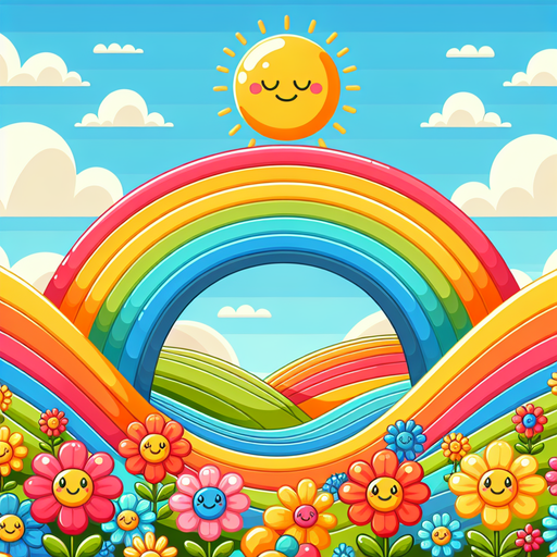 Cheery Rainbow Landscape Paint By Color