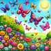 Cheerful Butterfly Garden Paint By Diamonds Art