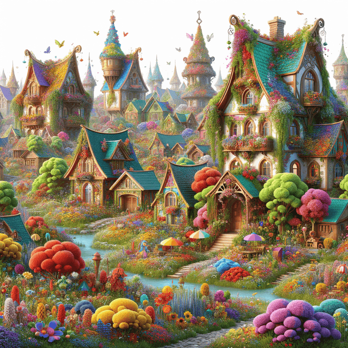 Charming Fairy Tale Village Paint By Diamonds Art