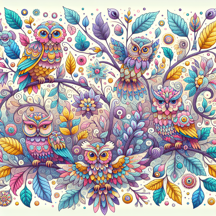 Delightful Whimsical Owls Paint By Diamonds