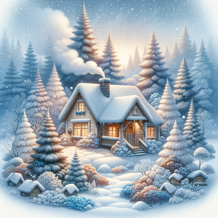 Charming Winter Cottage Diamond Painting