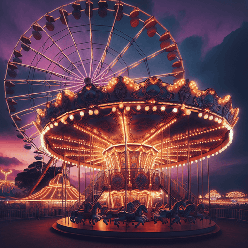 Nostalgic Amusement Park Evening Painting Diamond Kit