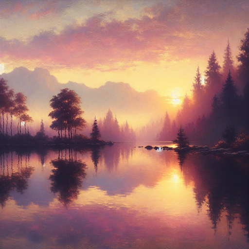 Serene Lakeside Sunrise Diamond Painting