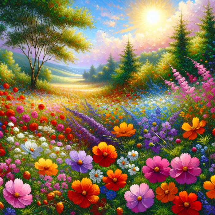 Vibrant Wildflower Garden Painting Diamond Kit