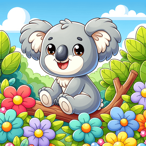 Cute Koala With Flowers Paint By Color