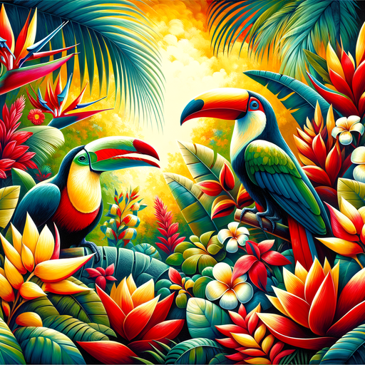 Lovely Tropical Birds Paint By Diamonds Art