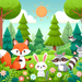 Cheerful Forest Friends Paint By Diamonds Art