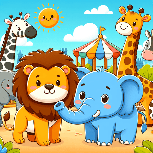 Happy Animals At The Zoo Painting By Diamonds Kit