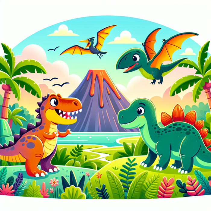 Dinosaurs At Play Paint By Diamond