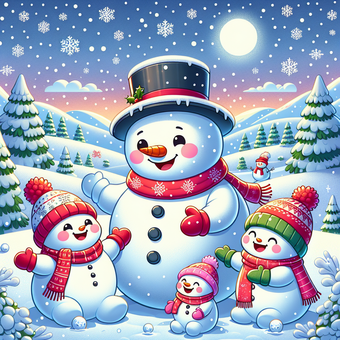 Cheery Snowman Family Paint By Diamonds