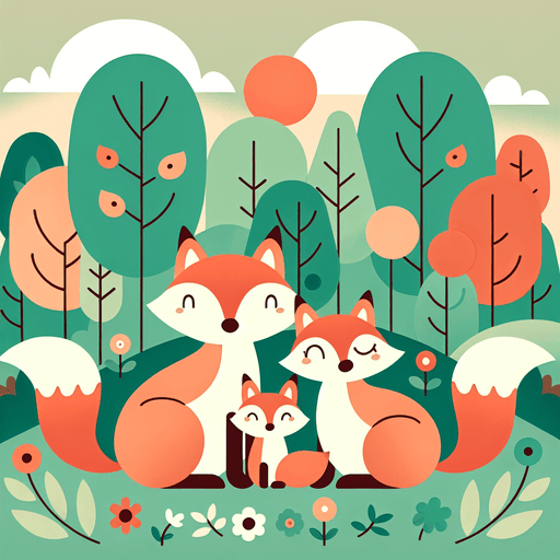 Playful Fox Family DIY Paint By Diamonds