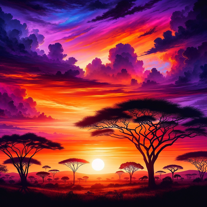 Majestic African Sunset Paint By Diamonds Art