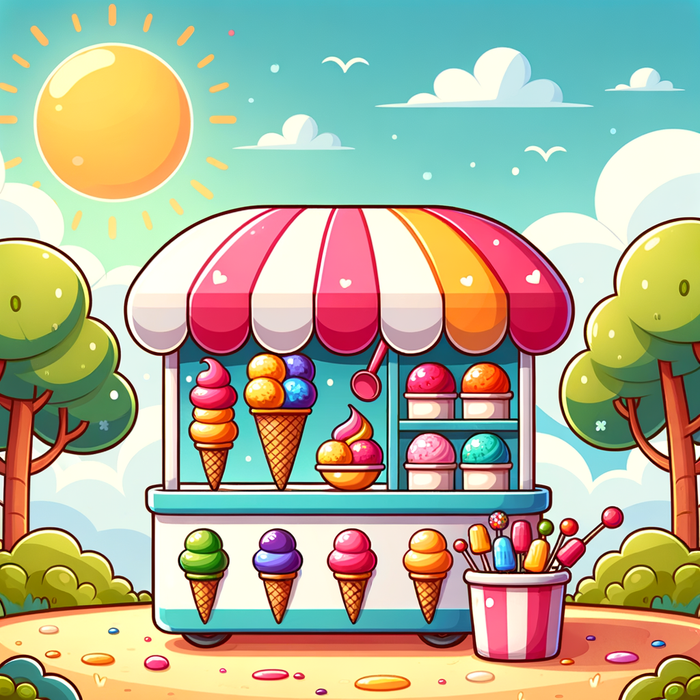 Happy Ice Cream Stand Painting Diamond Kit