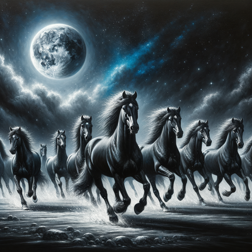 Majestic Midnight Stallions Paint By Diamonds Art