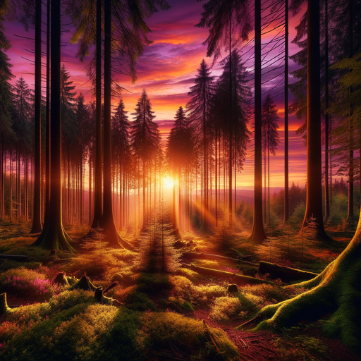 Enchanted Forest Sunset Diamond Painting