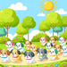 Puppy Parade In The Park Paint By Diamonds Art