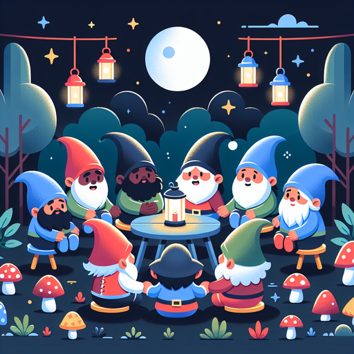 Garden Gnomes' Magical Night Diamonded Painting Kits