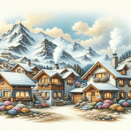 Charming Alpine Village Painting By Diamonds Kit