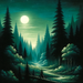 Mysterious Forest Night Painting By Diamonds Kit