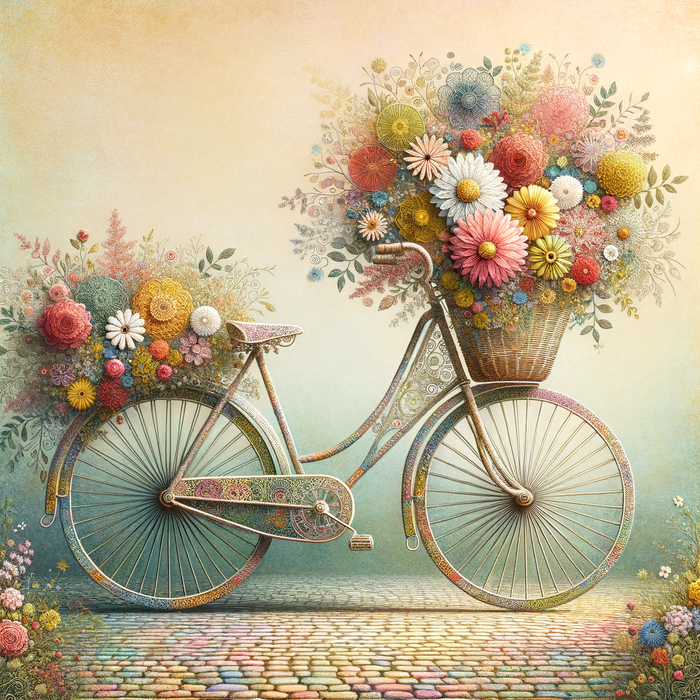 Vintage Bicycle with Flowers 5D DIY Paint By Diamond Kit