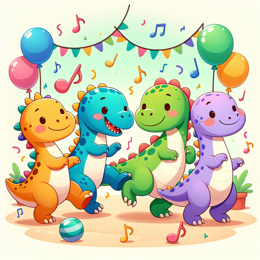 Dino Dance Party Paint By Color
