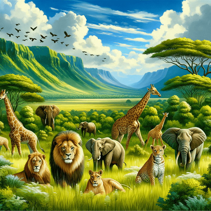 Majestic Wildlife Safari Paint By Diamonds Art