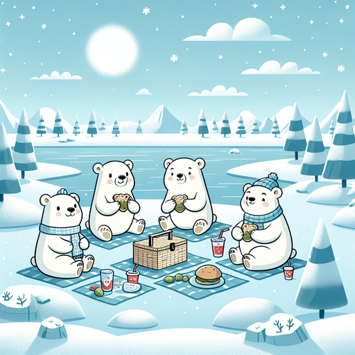 Winter Polar Bear Picnic Paint By Diamonds Art