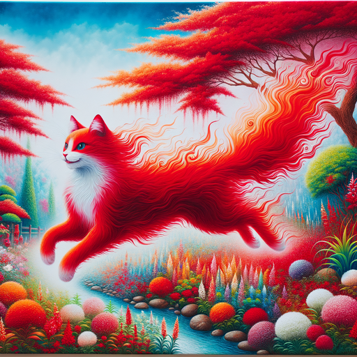 Red Cat Reverie Canvas Painting Diamond Kit