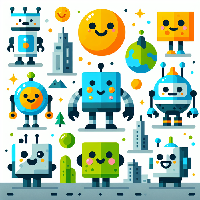 Playful Robot Invasion Paint By Color