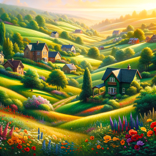 Charming Countryside View Painting Diamond Kit