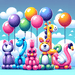 Colorful Balloon Animals Painting By Diamonds Kit