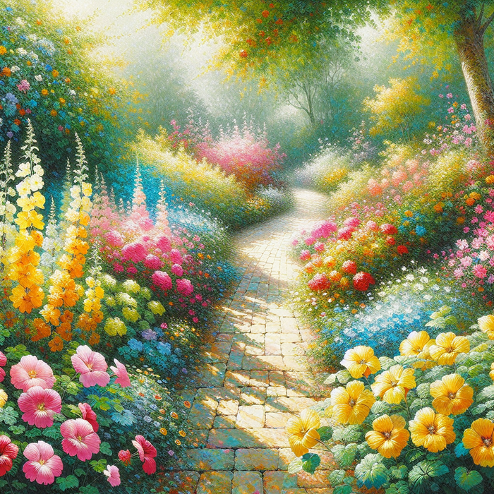 Sunlit Garden Path Painting By Diamonds Kit