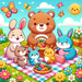 Sunny Animal Picnic Painting By Diamonds Kit