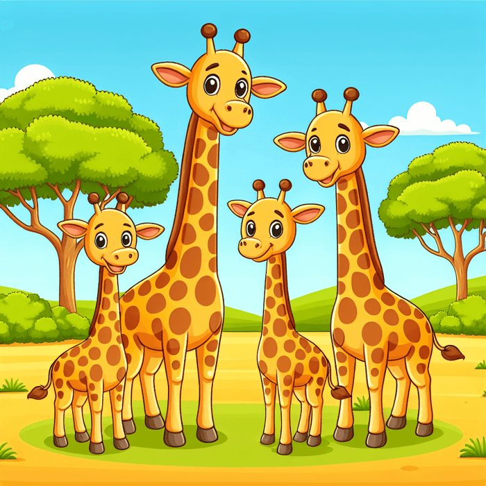 Friendly Giraffes Paint By Color
