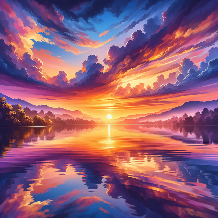 Sunset At The Lake Paint By Diamonds Art