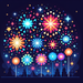 Bright Fireworks Diamond Painting