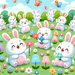 Happy Bunnies In The Garden Paint By Diamonds